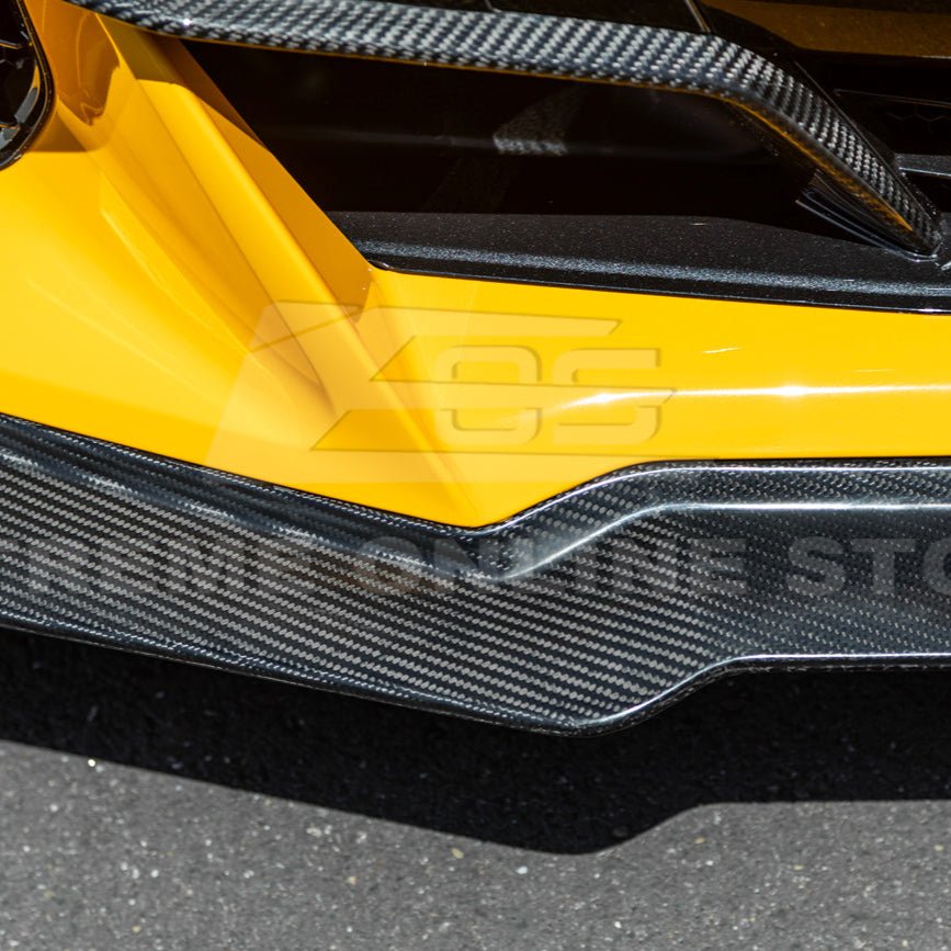 Chevrolet Corvette C8 Z06 Z07 Style Dry Carbon Fiber Extended Front Lip Splitter Canards 2023-Present