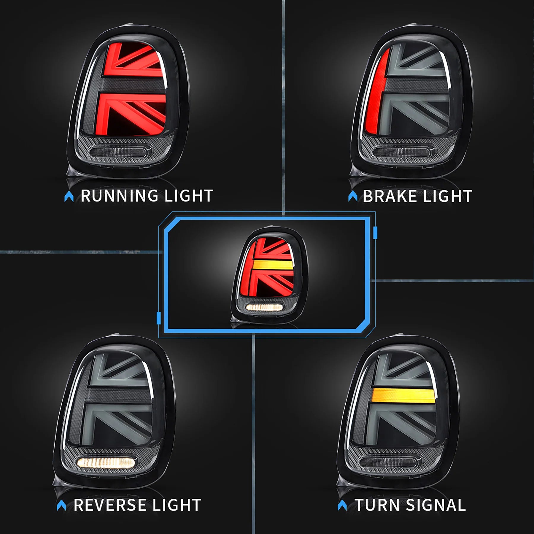 BMW Mini Cooper F55 F56 F57 Black Trim LED Taillights 2014 - 2019