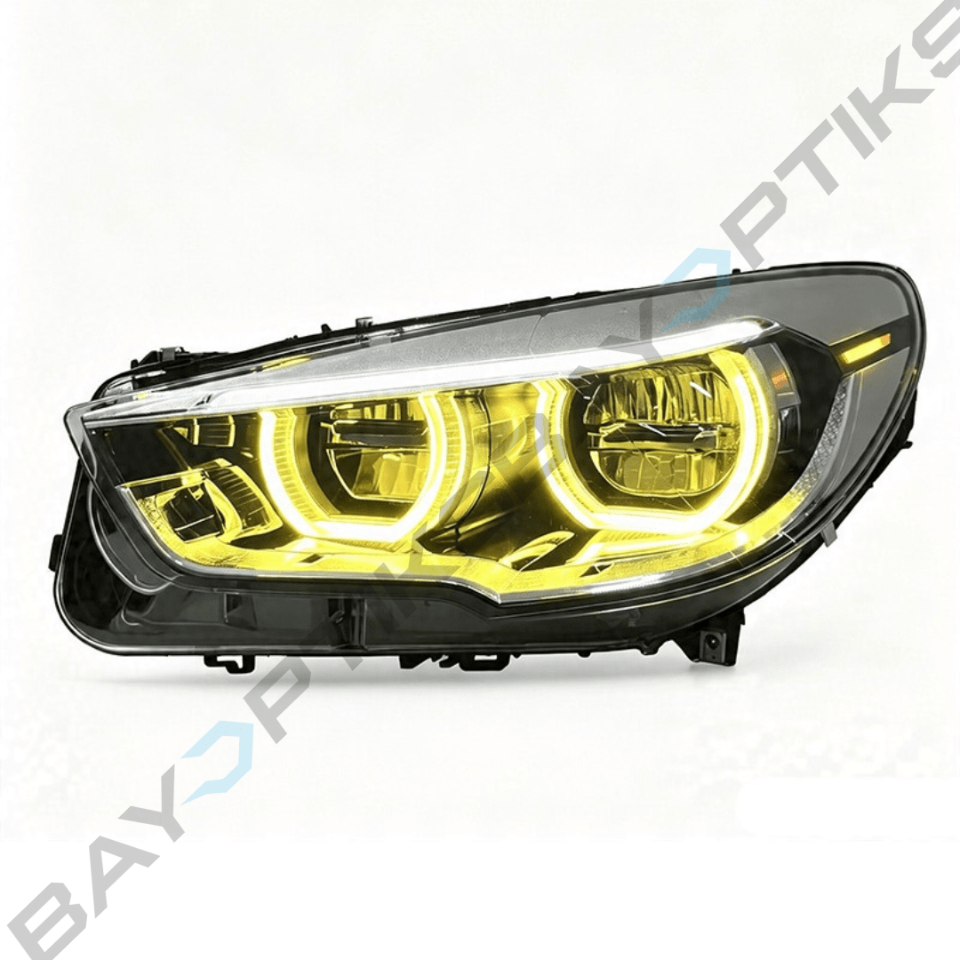 BMW F07 5 Series GT Dual-Color LED Headlights with Yellow/White Angel Eyes 2010-2017