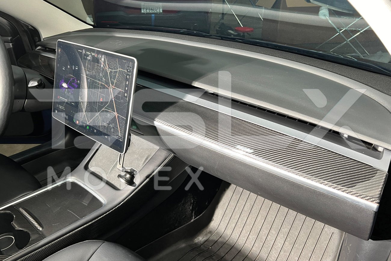 Tesla Model 3 Model Y Carbon Fiber Interior Instrument Trim Cover 2017-2024