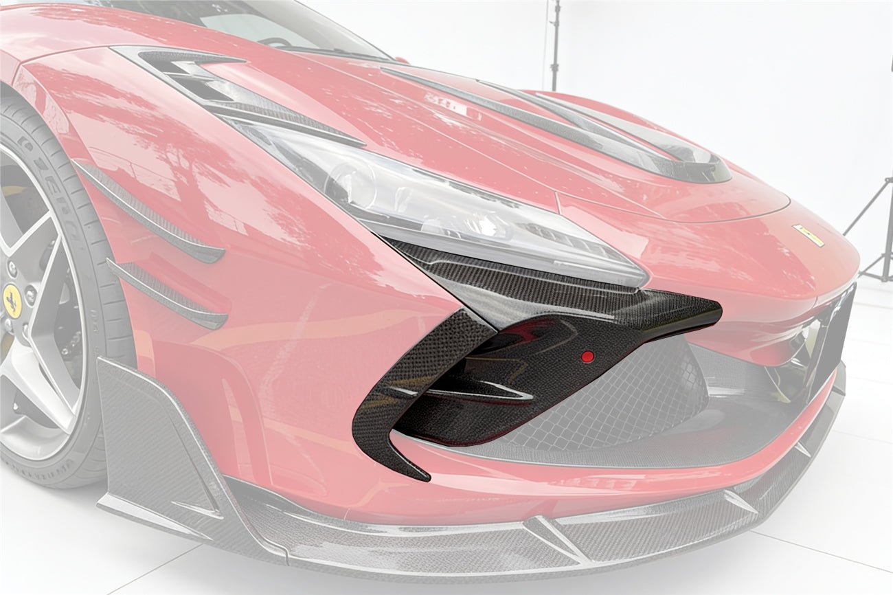Ferrari F8 F142M MSY Style Autoclave Carbon Fiber Front Bumper Vents 2019-2024