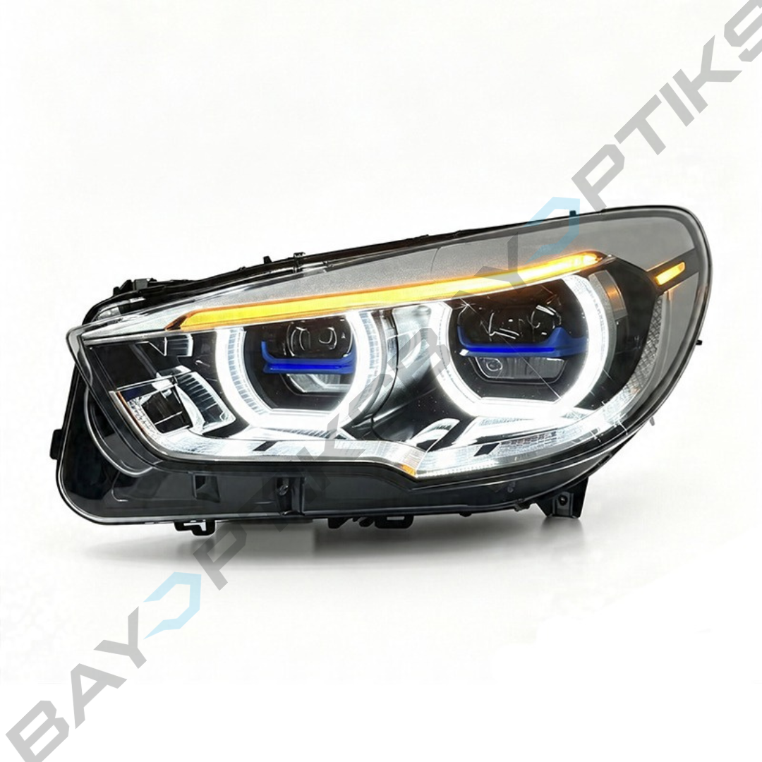 BMW 5 Series GT F07 Laser Style LED Headlights with Yellow/White Angel Eyes 2010-2017