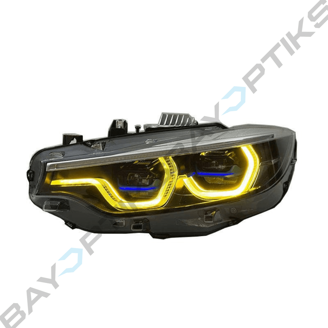 BMW F8X F80 M3 F82 M4 Dual Projector Ikon Style Tri Color CSL Yellow/White/Amber Headlights 2014 - 2020