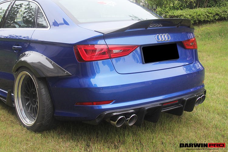 2013 - 2016 Audi S3 & A3 Sline Sedan BKSS Style Rear Diffuser with LED Light