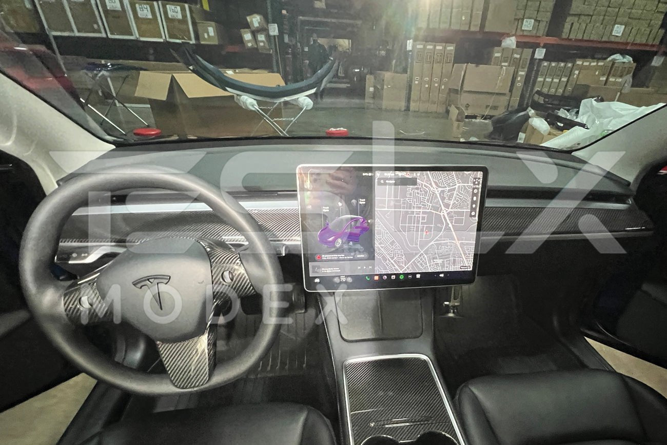 Tesla Model 3 Model Y Carbon Fiber Interior Instrument Trim Cover 2017-2024