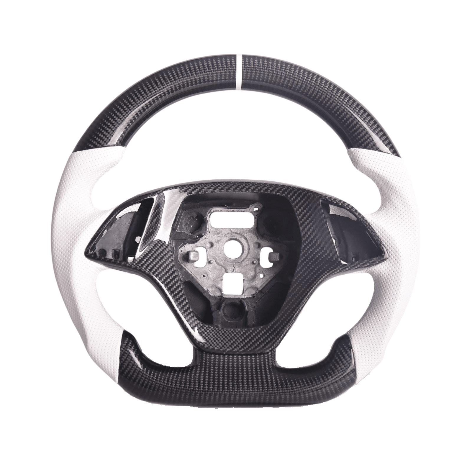 Chevrolet Corvette C7 Carbon Fiber Steering Wheel White Leather White Stitching 2014-2019