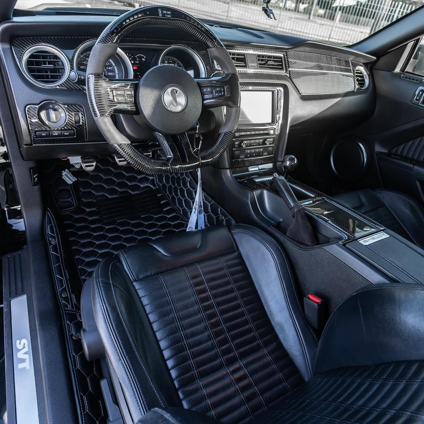 2010-2014 Ford Mustang Honeycomb Leather Floor Mat