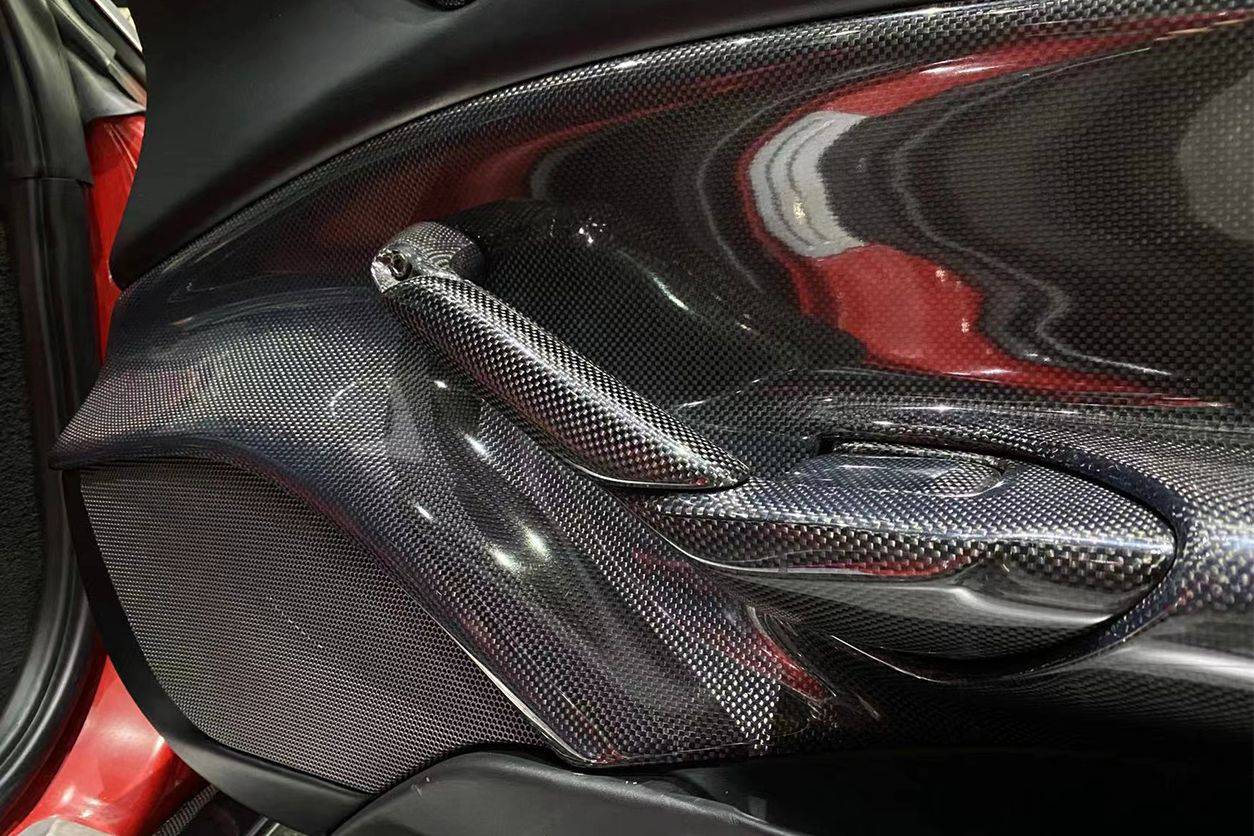 2015-2020 Ferrari 488 GTB Spider OE Style Carbon Fiber Door Handle Interior - Carbonado