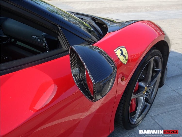 2010 - 2015 Ferrari 458 Coupe/Spyder/Speciale Dry Carbon Fiber Mirror Housing Replacement