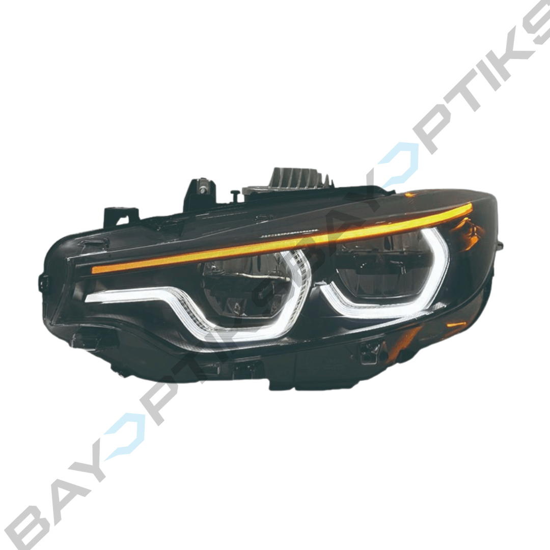 BMW 4 Series F32 M3 F80 M4 F82 Black Shadow Ikon Style Yellow White Red Tri Color LED Headlights 2014-2020