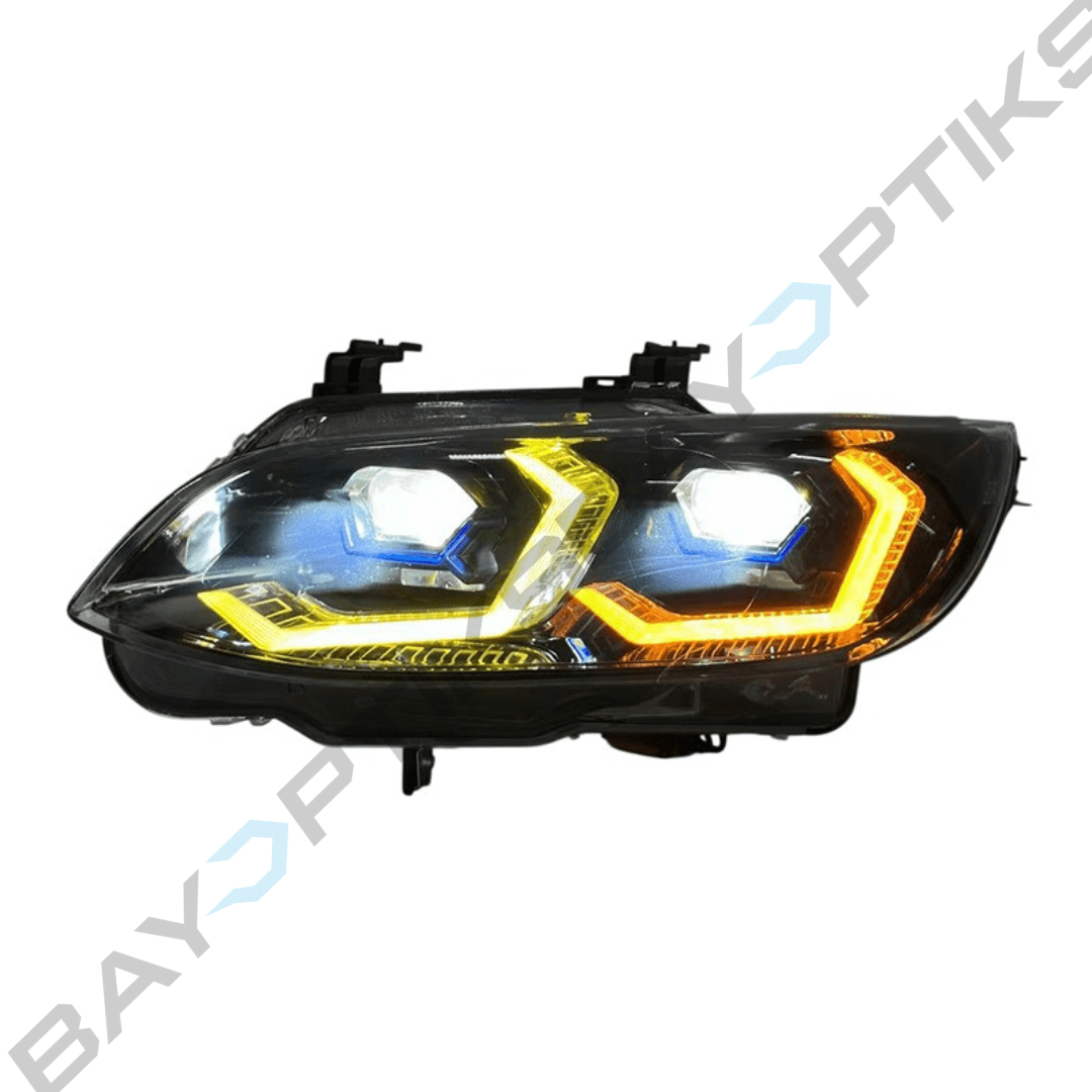 BMW E90 E92 3 Series M3 OSS Yellow White Dual Color Laser Style Headlights 2007-2013