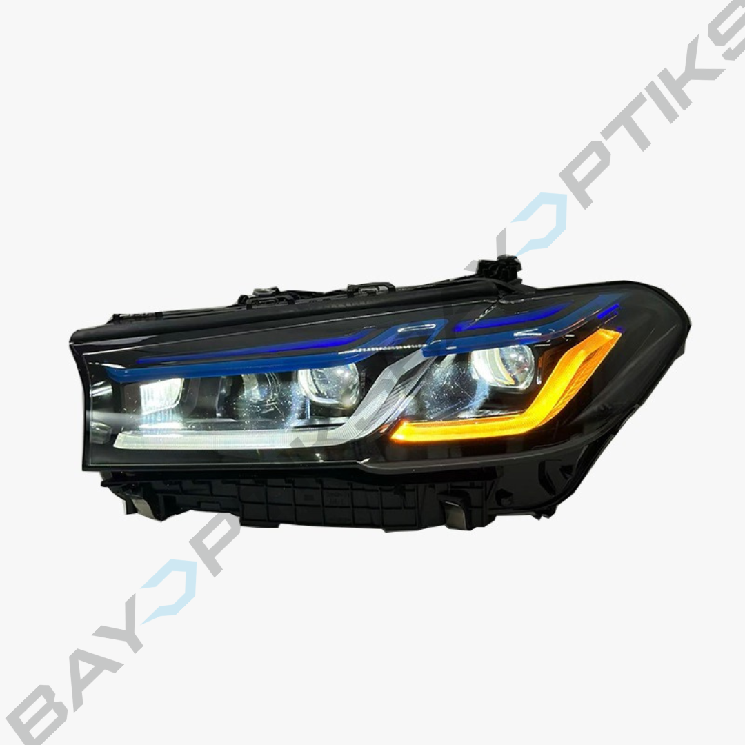 BMW 5 Series G30 G38 V3 Smoked Laser Style LED Headlights Yellow/White DRL 2018-2023