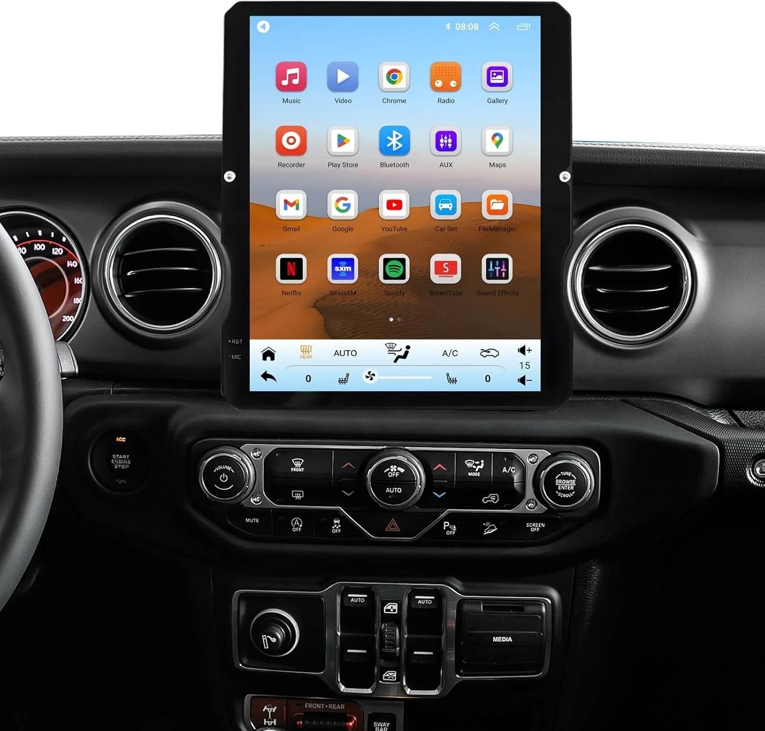 Jeep Wrangler JL 12.1 Inch Vertical Touchscreen CarPlay Infotainment System 2018-Up