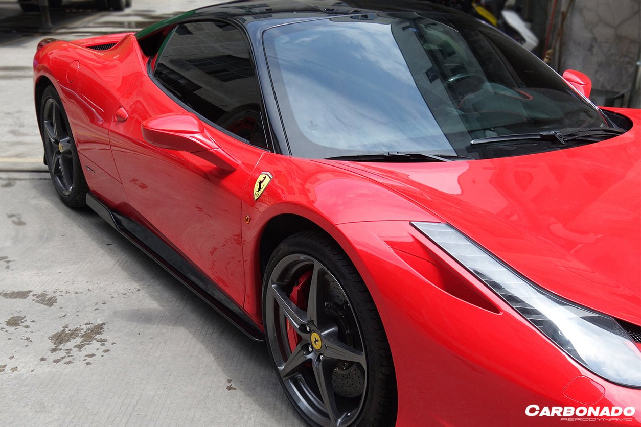 2010 - 2015 Ferrari 458 Coupe & Spyder AV Style Carbon Fiber Side Skirts Under Board