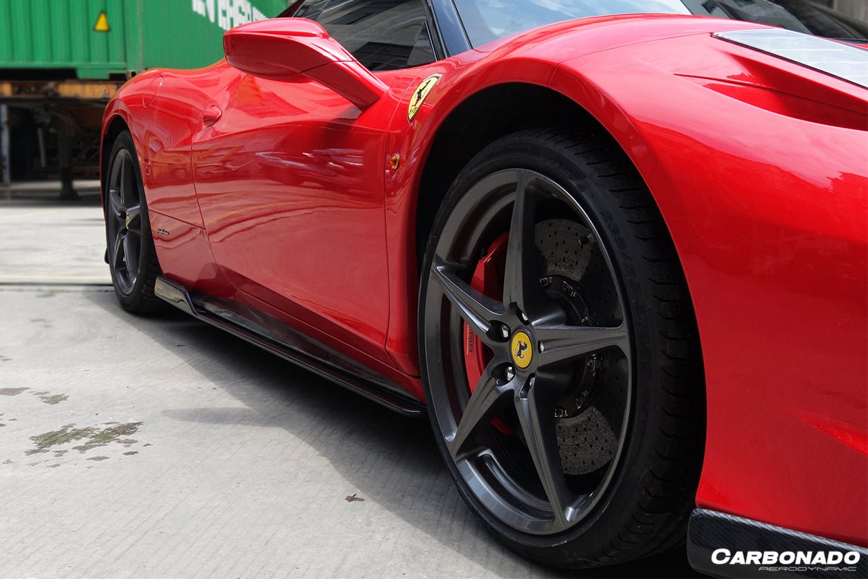 2010 - 2015 Ferrari 458 Coupe & Spyder AV Style Carbon Fiber Side Skirts Under Board