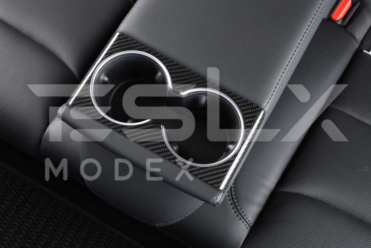 Tesla Model 3 Highland / Model Y Carbon Fiber Interior Water Cup Frame 2024-Up
