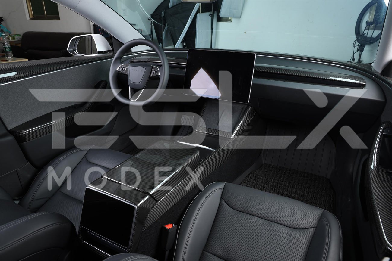 Tesla Model 3 Model Y Carbon Fiber Interior Center Console Shift Side Covers 2020-2025