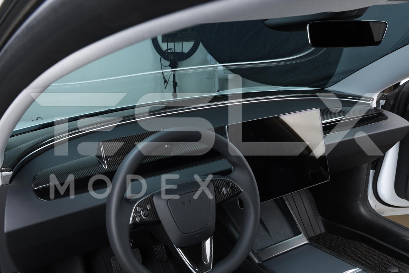 Tesla Model 3 Model Y Carbon Fiber Interior Instrument Trim Cover 2017-2024
