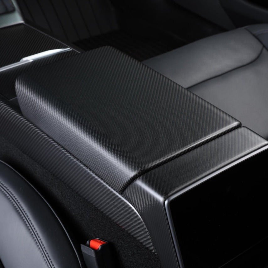 Tesla Model 3 Model Y Carbon Fiber Interior Center Armrest Cover 2020-Up