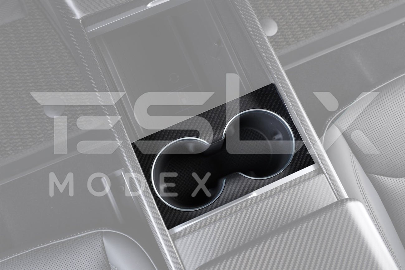 Tesla Model 3 Highland / Model Y Carbon Fiber Interior Water Cup Frame 2024-Up