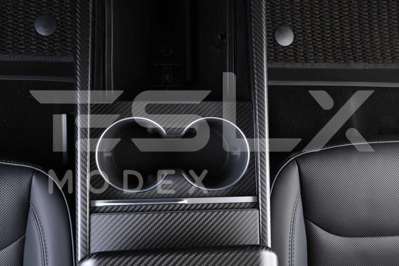 Tesla Model 3 Highland / Model Y Carbon Fiber Interior Water Cup Frame 2024-Up