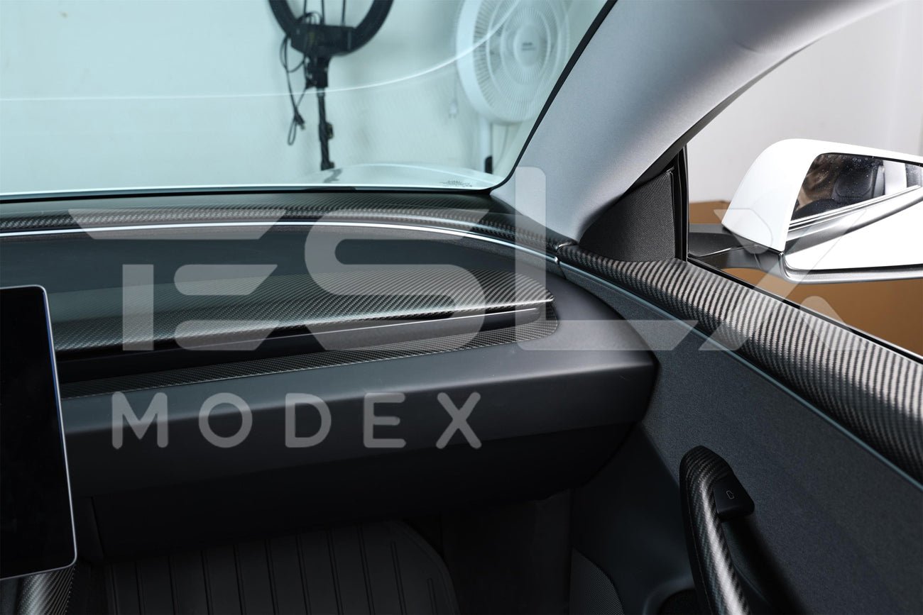 Tesla Model 3 Model Y Carbon Fiber Interior Instrument Trim Cover 2017-2024