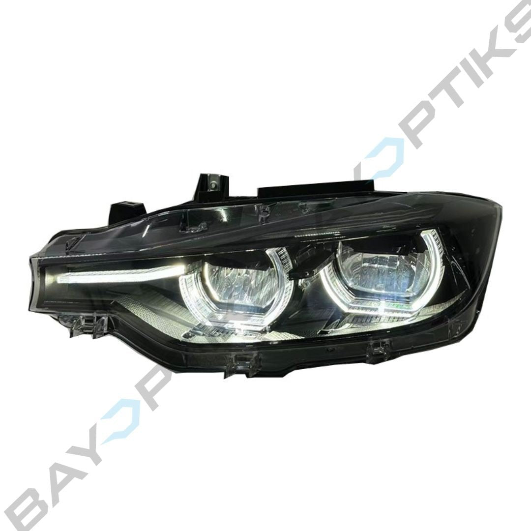 BMW 3 Series F30 Black Shadow Line LCI Style Tri-Color Headlights 2013-2018
