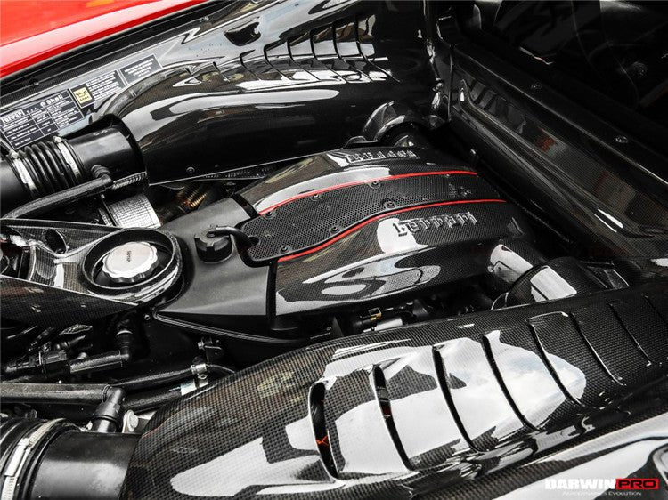 2015 - 2022 Ferrari 488 GTB & Pista & F8 Dry Carbon Fiber Engine Bay Panels With Heat Protection