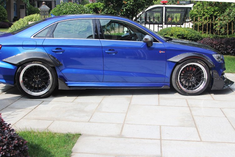 2013 - 2016 Audi S3 & A3 Sline Sedan BKSS Style Side Skirts with Winglets