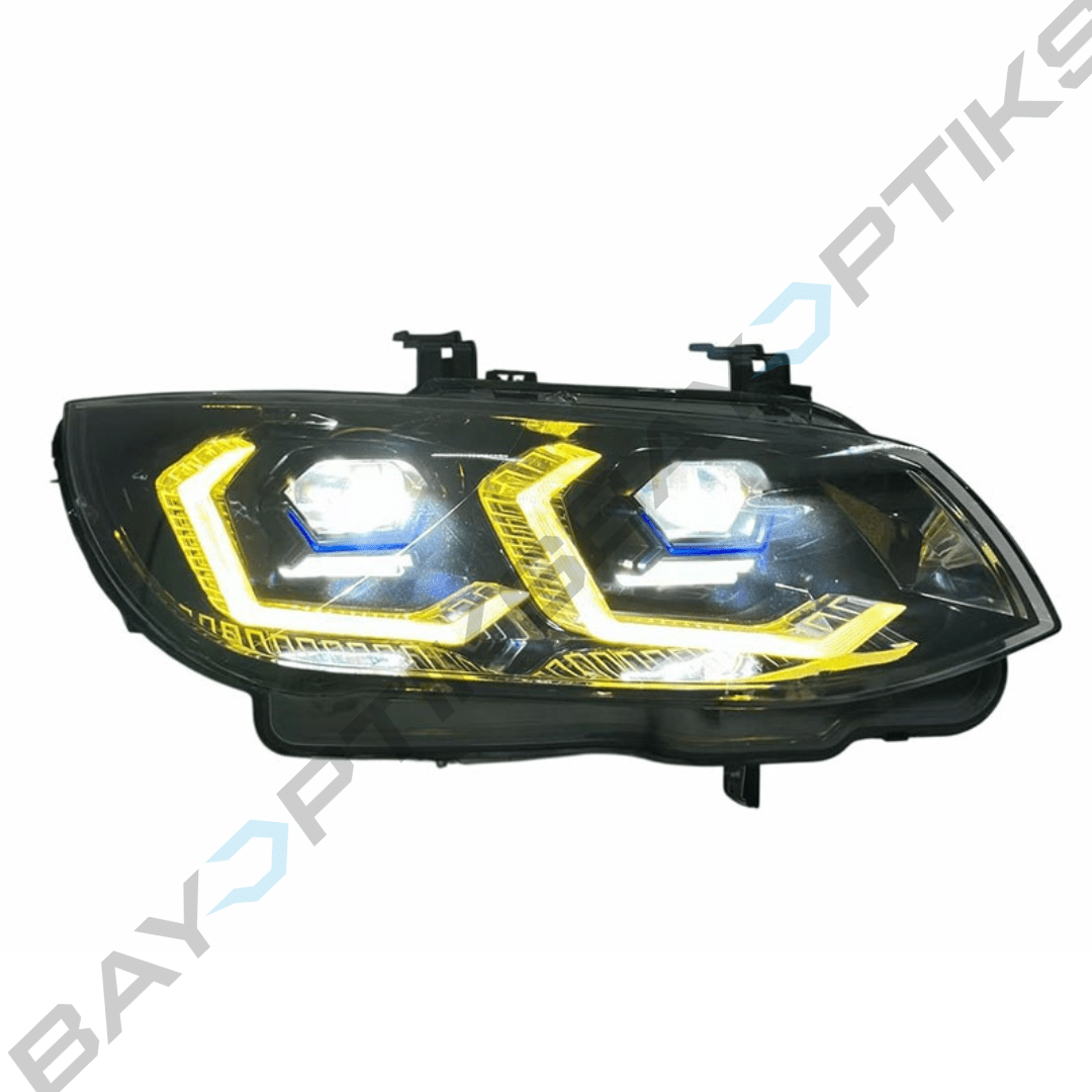 BMW E92 E93 3 Series LCI OSS Yellow White Dual Color Laser Style Headlights 2011-2013