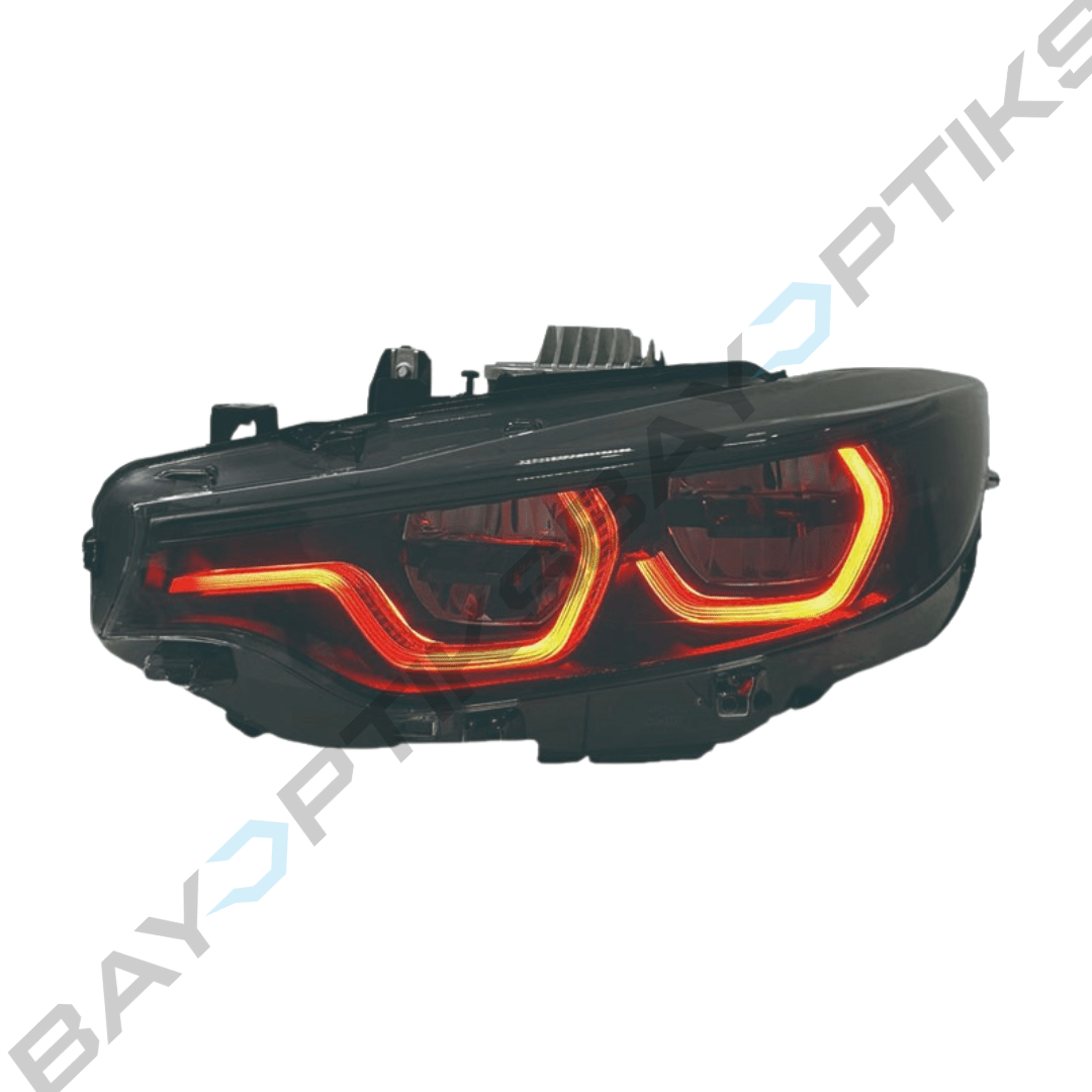 BMW 4 Series F32 M3 F80 M4 F82 Black Shadow Ikon Style Yellow White Red Tri Color LED Headlights 2014-2020