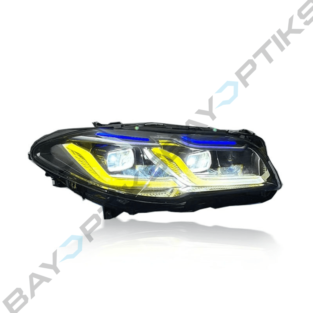 BMW 5 Series F10 Dual Color CSL Yellow/White DRL Laser Style LED Headlights 2011-2017