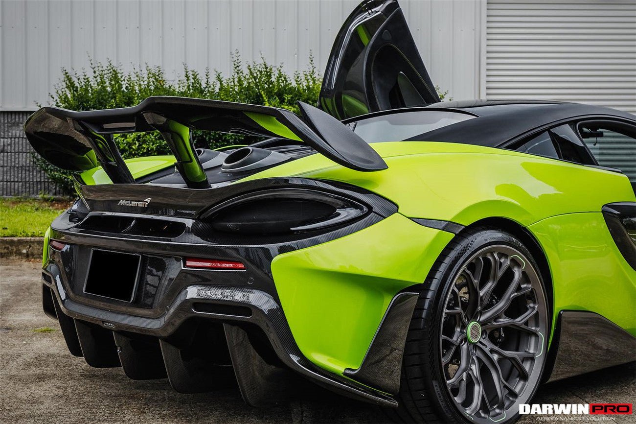 2015 - 2020 McLaren 540C & 570S & 570GT 600LT-Style Partial Carbon Fiber Rear Bumper with Diffuser and Trunk Spoiler and Engine Trunk and Exhaust