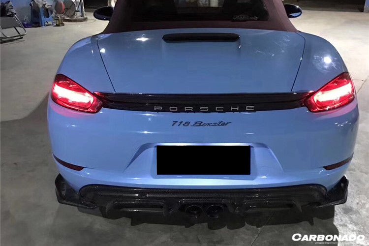 2017 - 2023 Porsche 718 Cayman & Boxster AM Style Carbon Fiber Rear Lip with Caps