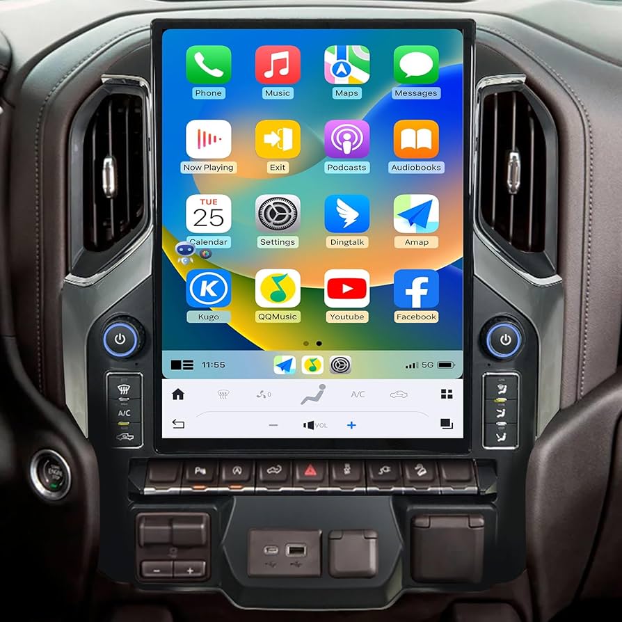 Chevrolet Silverado 15.6 Inch Vertical Touchscreen CarPlay Infotainment System 2019-Up