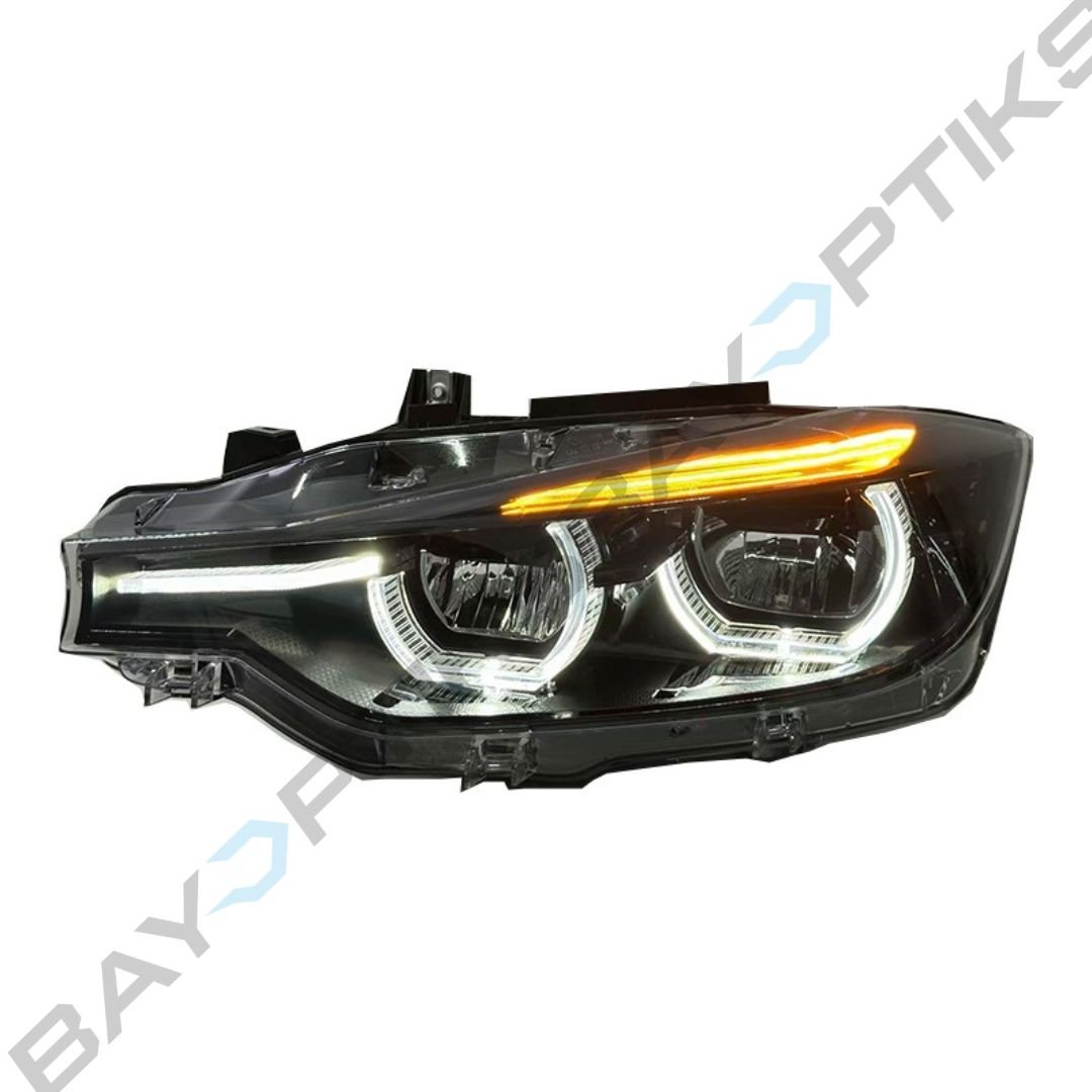 BMW 3 Series F30 Black Shadow Line LCI Style Tri-Color Headlights 2013-2018