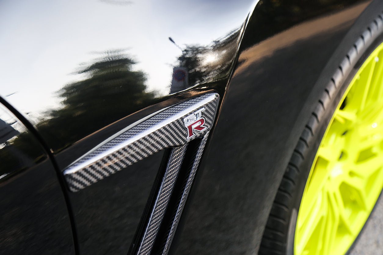2015-2022 Nissan GTR R35 DBA/EBA Carbon Fiber Fender Logo Cover - DarwinPRO Aerodynamics