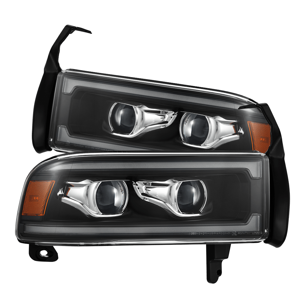94-01 Dodge Ram 1500/94-02 Ram 2500/3500 LUXX-Series LED Headlights Black | AlphaRex