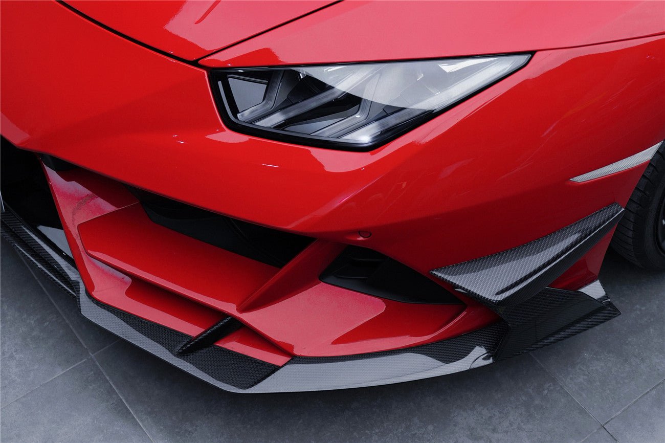 2019 - 2023 Lamborghini Huracan EVO 4WD ONLY BKSS Style Carbon Front Bumper Canards
