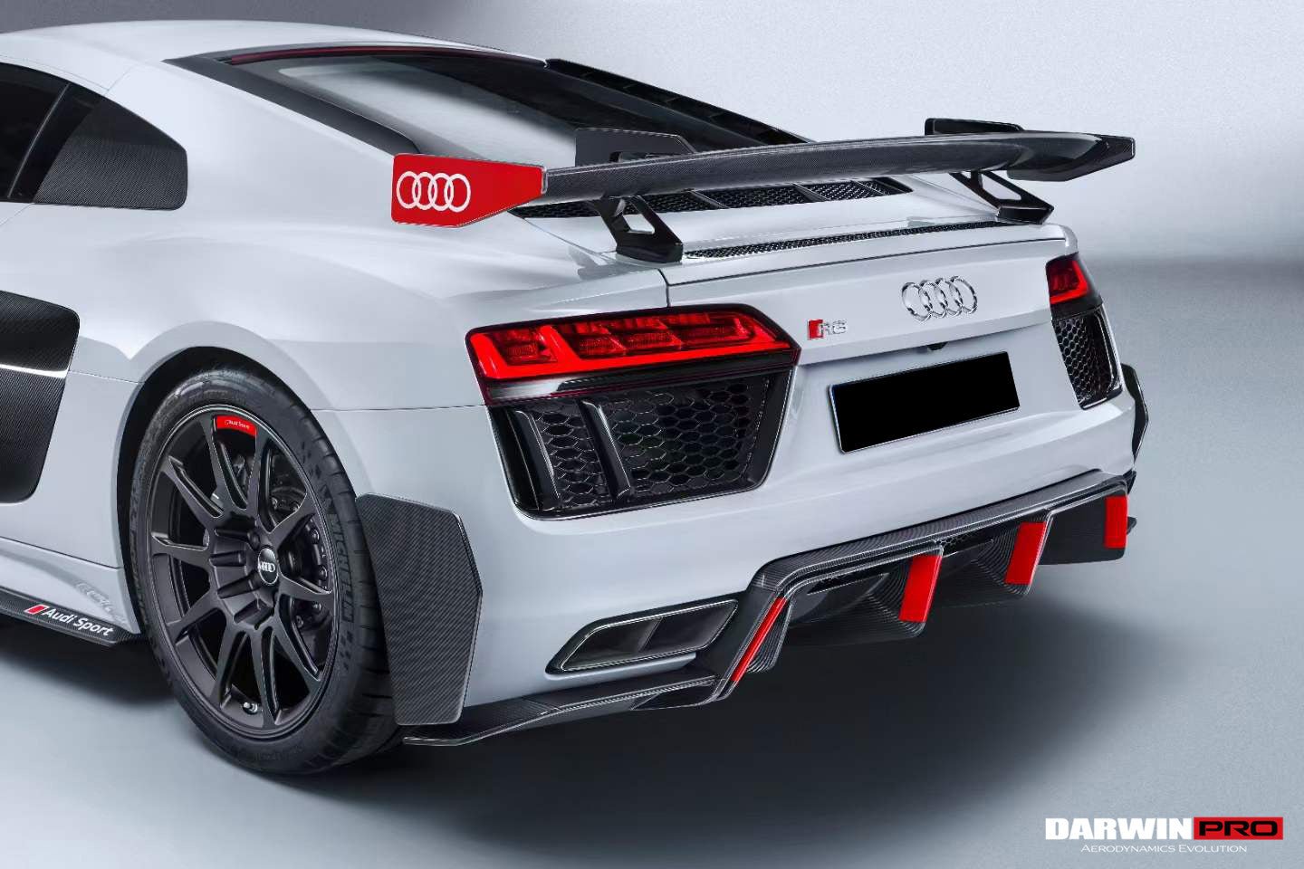 2016 - 2023 Audi R8 Coupe & Spyder Performance Parts Style Dry Carbon Fiber Trunk Wing with Aluminum Legs