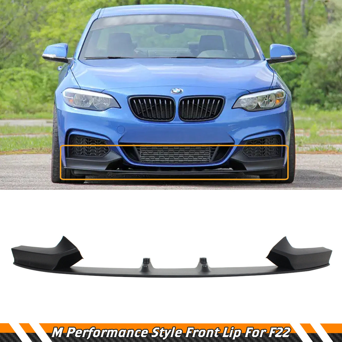 F22 2 Series BMW M Sport Bumper Satin Black Front Lip 2014-2021