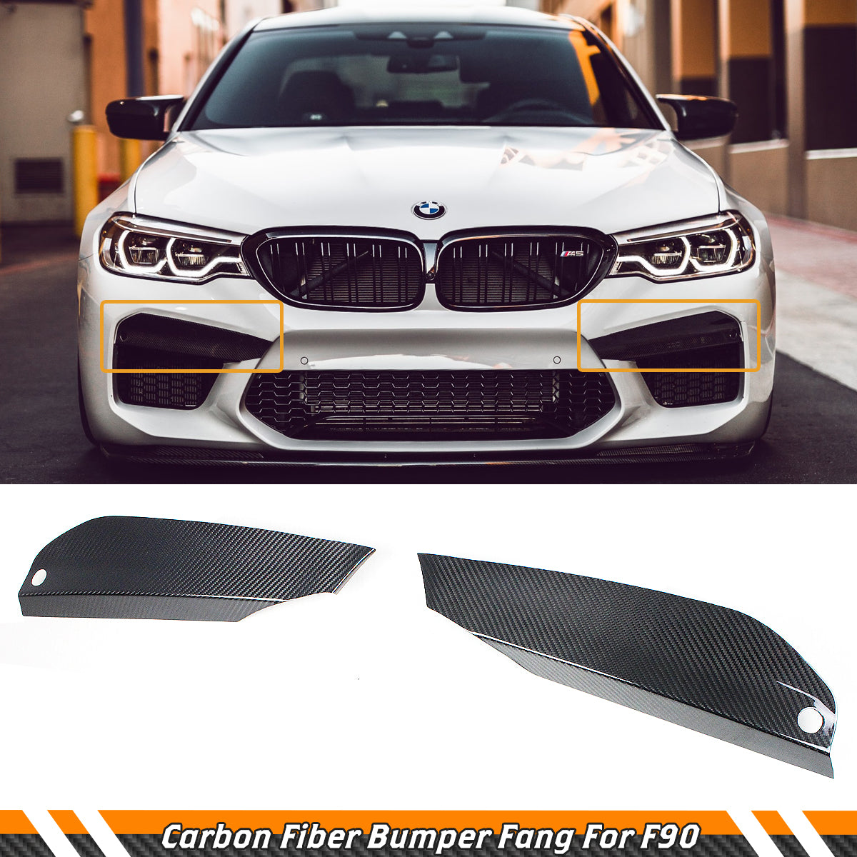 F90 M5 BMW Front Bumper Canards Carbon Fiber 2018-2020