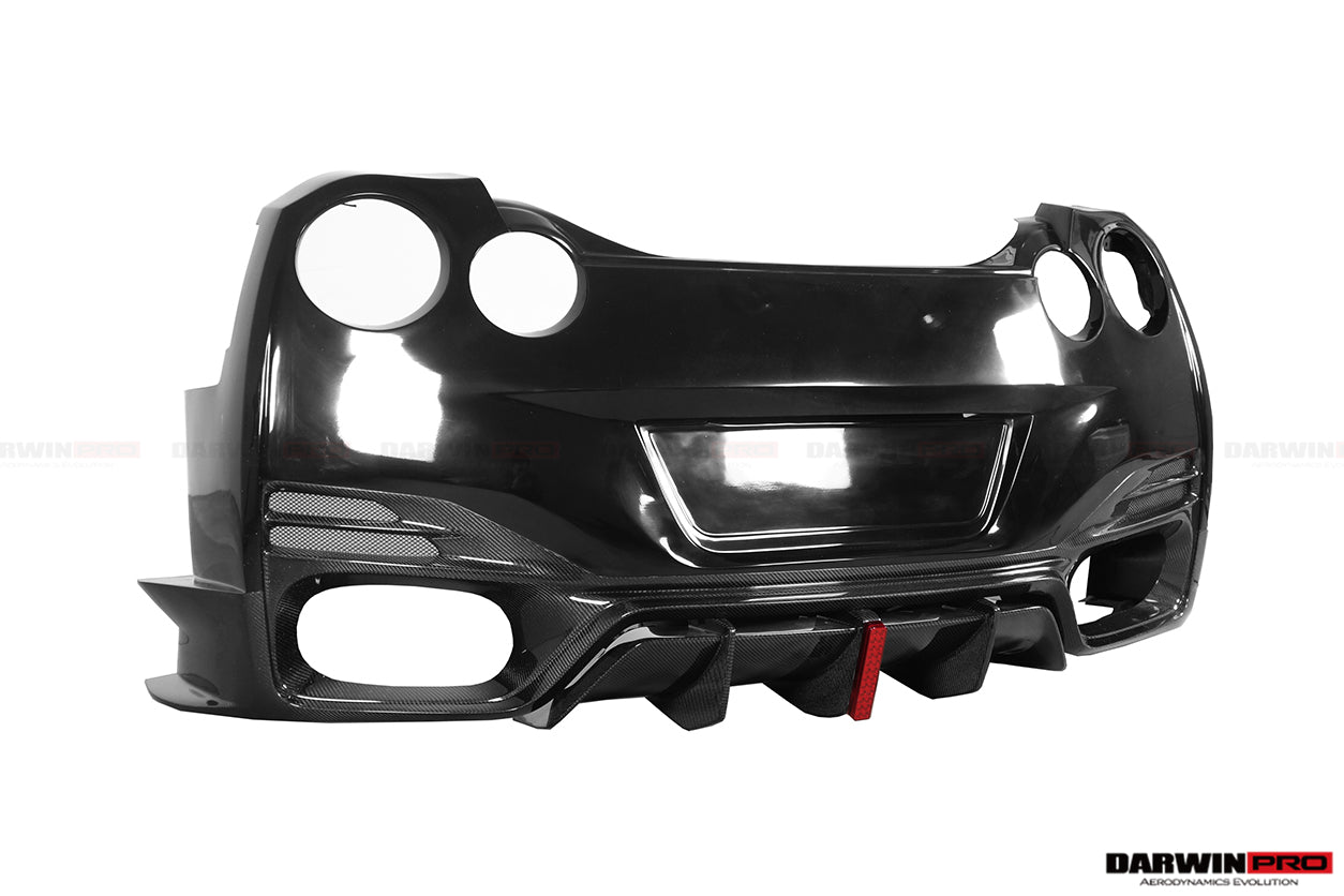 2008 - 2022 Nissan GTR R35 CBA & DBA & EBA BKSSII Style Rear Bumper with Diffuser & LED Light