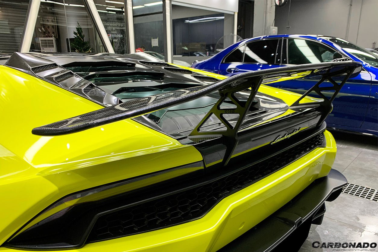 2015 - 2025 Lamborghini Huracan LP610 & LP580 & EVO & Tecnica DC Style Carbon Fiber Trunk Spoiler with Base