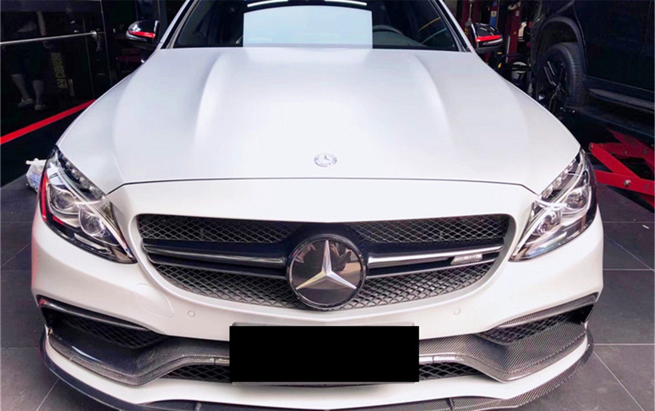 2015 - 2021 Mercedes Benz W205 C63&S AMG Carbon Fiber Front Bumper Trim Set (4pcs)