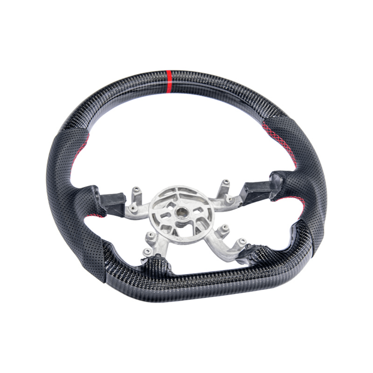 Corvette C5 Black Perforated Leather Red Stripe Carbon Fiber Steering Wheel (1997–2004)