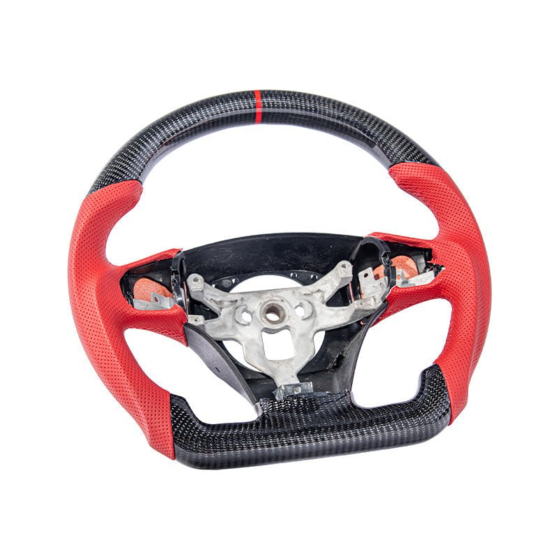 Chevrolet Corvette C6 Carbon Fiber Steering Wheel Red Perforated Leather Stripe 2005-2013
