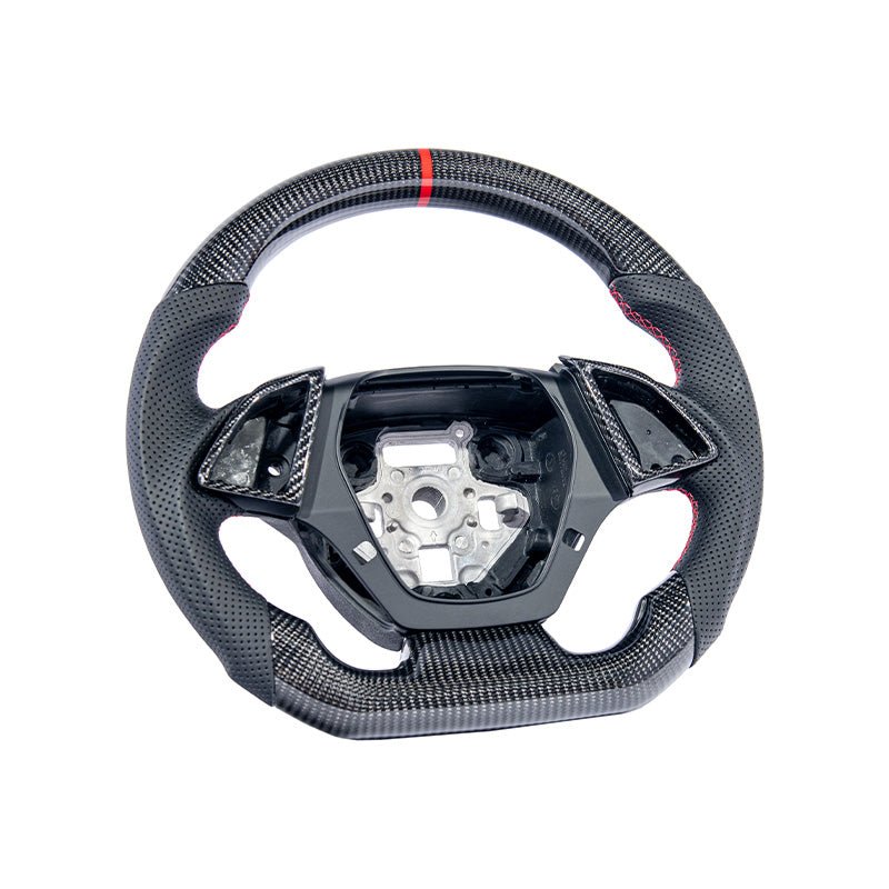 Chevrolet Camaro Carbon Fiber Steering Wheel Perforated Leather Red Stripe 2016-2024