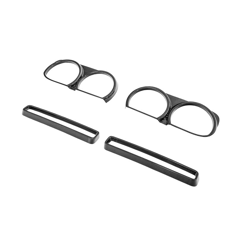 Dodge Challenger LA Factory Style Carbon Fiber Headlight Trim Cover & Front Grille Insert Overlay Kit 2015-2023