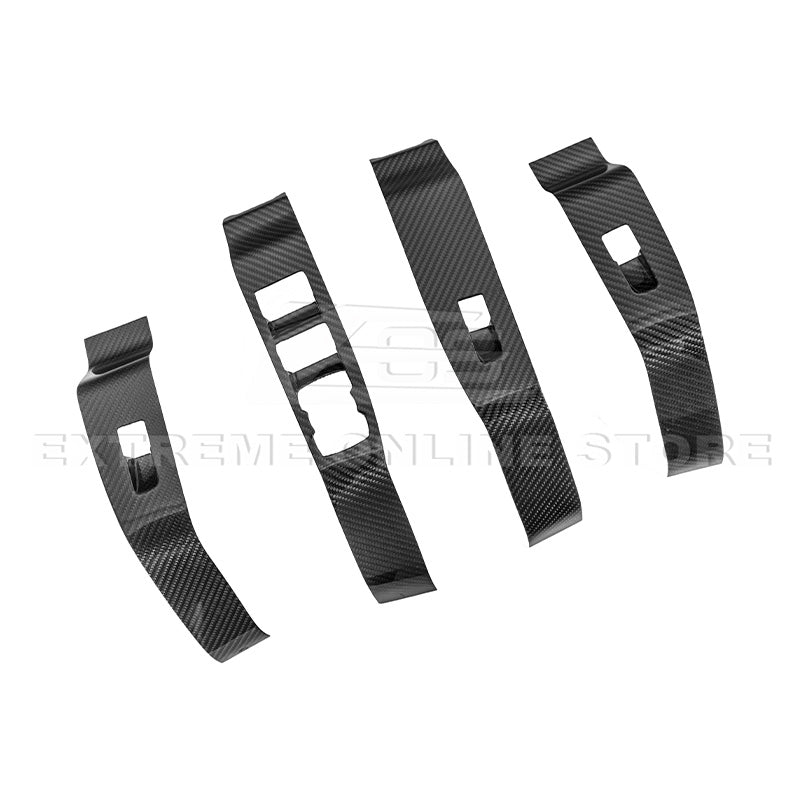 Ford Mustang Mach-E Dry Carbon Fiber Interior Door Glass Lifting Panel Cover Kit 2021-Up